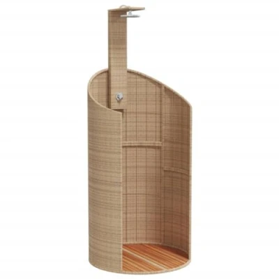 Afbeelding van Buitendouche 100x100x241,5 cm poly rattan en acaciahout beige
