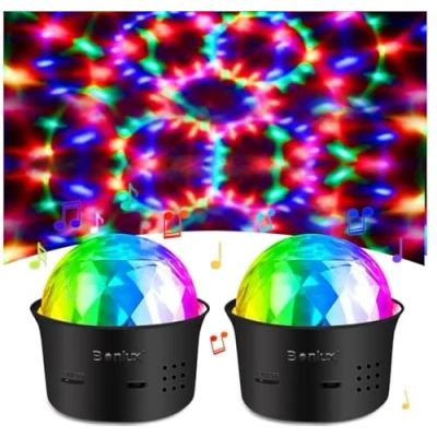 Afbeelding van Bonlux Disco ballen, 5 V, mini RGB discolichteffecten, USB sfeerlicht, spraakgestuurd, voor kinderkamer