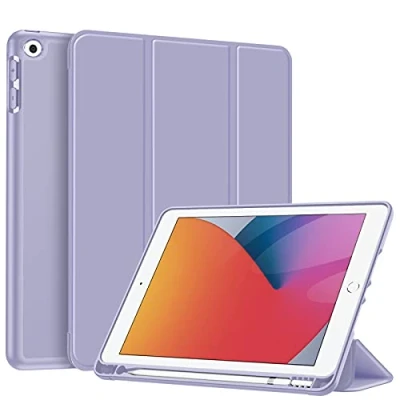 Afbeelding van Fintie Hoes voor iPad 10.2 inch 9. Generatie 2021/8. Gen 2020/7. 2019 met Pencil Houder, Ultradunne Superlicht Zachte TPU achterkant Beschermhoes Automatische Slaap waak Functie, (Pastel Paars)