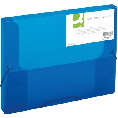 Afbeelding van Q CONNECT elastobox, met elastieken, A4, rug 25 mm, blauw