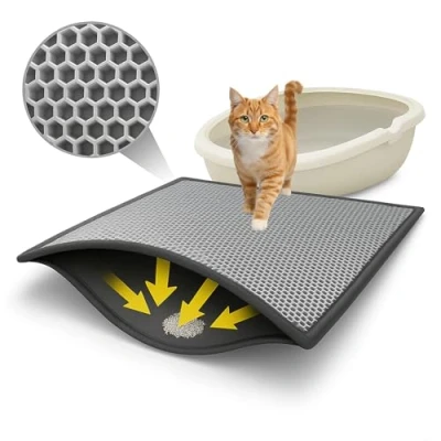 Afbeelding van BYPET kattenbakmat, 30 x 40 cm en 33 50 cm, honingraatdesign, waterdicht, dubbellaags, grijs (grijs 3350)