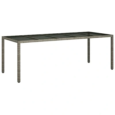 Afbeelding van vidaXL Tuintafel, 250 x 100 75 cm, gehard glas en polyrotan, grijs