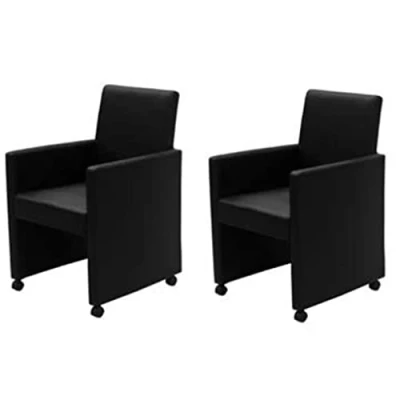 Image de vidaXL Chaises à manger lot de 2 noir similicuir60346