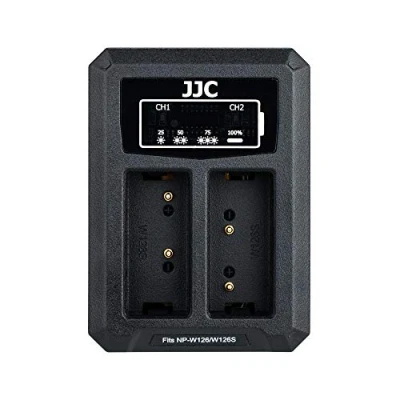 Afbeelding van JJC USB Dual oplader acculader voor Fujifilm X E4 S10 PRO3 PRO2 PRO1 H1 T3 T2 T1 T30 T20 T10 A5 T200 T100 X100V X100F camera&#039;s Fuji NP W126/NP W126 26s batterij
