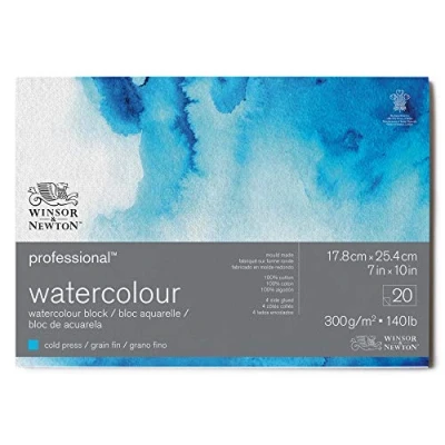 Afbeelding van Professioneel Aquarelblok 300 grams 20 vel rondom verlijmd 100% Katoen 17.8 x 25.4 cm