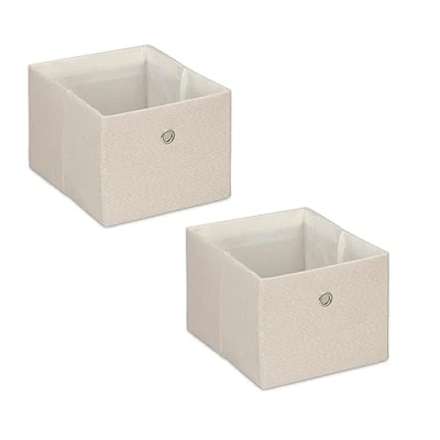Afbeelding van Relaxdays Set van 2 kleine opbergdozen stof, beige, 16 x 20,5 25 cm