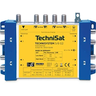 Afbeelding van TechniSat Technisystem 5/8 G2, DC NT satelliet multiswitch Ingangen (satelliet): 5 (4 / 1 terrestrisch) Aantal gebruikers: 8