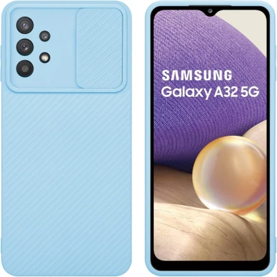 Afbeelding van Cadorabo Hoesje geschikt voor Samsung Galaxy A32 5G in Bonbon Licht Blauw Beschermhoes van flexibel TPU silicone Case Cover en met camerabescherming