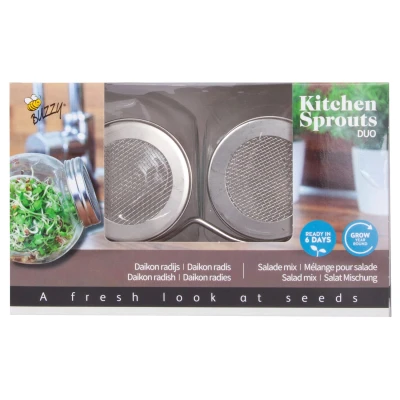 Afbeelding van Buzzy Organic Spruitgroente Duo pot met schaal BIO