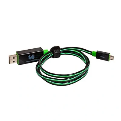 Afbeelding van RealPower USB kabel 2.0 A stekker, micro B stekker 0.75 m Groen Met LED 187656