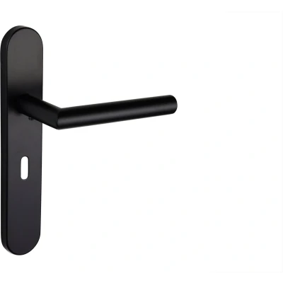 Afbeelding van Lavuzo deurkruk Mantua Zwart met afgerond schild SL56 Per set Deurklink
