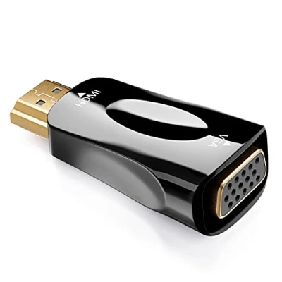 Afbeelding van deleyCON HDMI naar VGA adapter adapterkabel stekker aansluiting vergulde contacten voor tv projectoren laptops notebooks