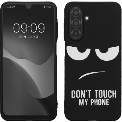 Afbeelding van kwmobile telefoonhoesje geschikt voor Samsung Galaxy A26 5G Hoesje smartphone in wit / zwart Backcover van TPU Don&#039;t Touch My Phone design