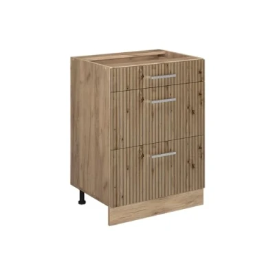 Afbeelding van Vicco Keukenonderkast R Line, Artisanaal eiken/Krachtige eik goud, 60 cm met laden, zonder werkblad
