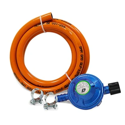 Afbeelding van M&amp;M&#039;s S&amp;M 322150 gasregelaar set voor camping butaan fles + 1,5 m buis 2 sluitringen