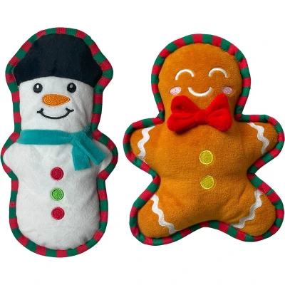 Afbeelding van Happy pet squeaky sneeuwpop en peperkoekman 22,5x16,5x6 cm 2 st