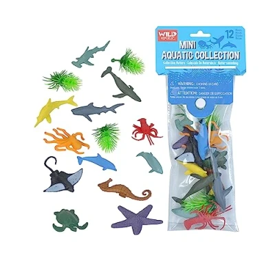 Afbeelding van Wild Republic Polybag, set met figuren, waterpolytas, vijf soorten die in het water leven, cadeau voor kinderen, geweldig interactief spel