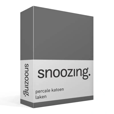 Afbeelding van Snoozing Laken Lits jumeaux Percale katoen 280x300 cm Antraciet