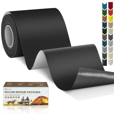 Afbeelding van Cahomo Nylon reparatiepatches, zelfklevend, waterdicht, voor jassen, tenten, bovenkleding, 7,6 x 200 cm, zwart