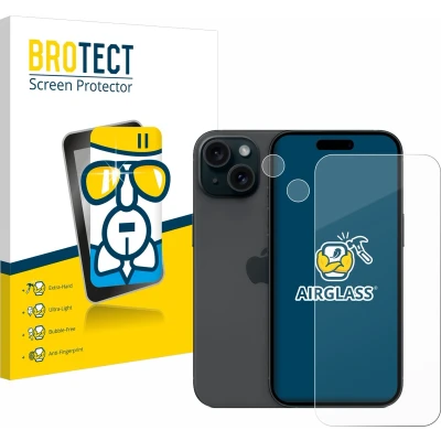 Afbeelding van BROTECT Screenprotector voor Apple iPhone 15 (Voor+Camera) Folie Beschermfolie Beschermglas transparant