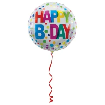 Afbeelding van Folat Folieballon Happy Bday Stippen Meerkleurig 45 cm