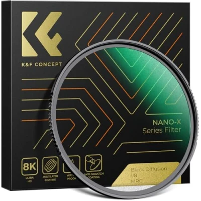 Afbeelding van K&amp;F Concept Black Diffusion Filter 1/8 77mm Mist High Definition Waterbestendig Krasbestendig Antireflecterend voor Digitale Camera Lens