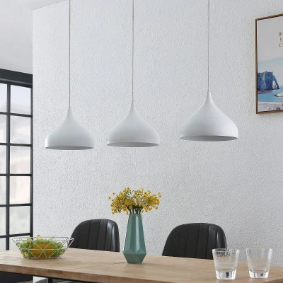 Afbeelding van Lindby hanglamp 3lichts Staal, aluminium E27 wit mat