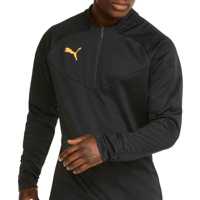 Afbeelding van Puma Individualfinal ZIP Training TOP Longsleeve, Heren, Maat: Large, Black/neon citrus
