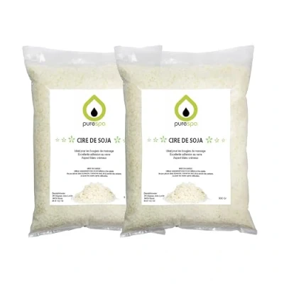 Afbeelding van Purespa Sojawas voor vlokken kaarsen, 2 x 900 g, 1,8 kg, kaarsen maken, 100% natuurlijk en biologisch. PROMOTIE
