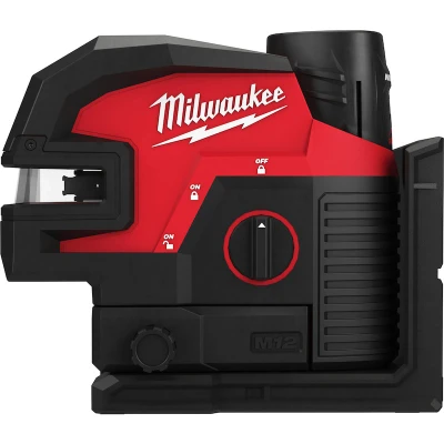 Afbeelding van Milwaukee M12 Kruislijnlaser Met 4 Lood Punten Groen 1 X 3,0 Ah CLL4P 301C