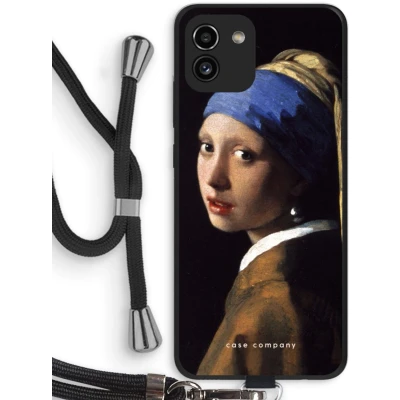 Afbeelding van Case Company® hoesje met Koord geschikt voor Samsung Galaxy A03 The Pearl Earring Telefoonhoesje Zwart Bescherming aan alle Kanten en Over de Schermrand