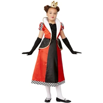 Afbeelding van Smiffys Queen Of Hearts Kinder Kostuum Kids tm 12 jaar Rood/Zwart
