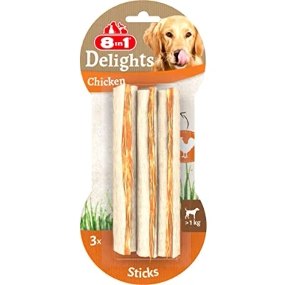 Afbeelding van 8in1 Delights Sticks Hondensnacks Kip 3x25 g 3 stuks