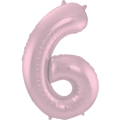 Afbeelding van Folie ballon cijfer 6 Mat Pastel Pink 86cm