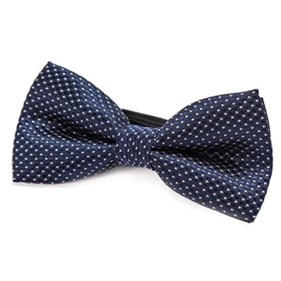 Afbeelding van DonDon mooi jongensstrikje voor kinderen, verstelbare lengte 9 x 4,5 cm glanzend met zilveren stippen, Donkerblauw One Size