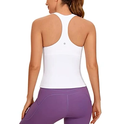 Afbeelding van CRZ YOGA Butterluxe workout tanktops voor dames met geïntegreerde racerback beha, Wit.