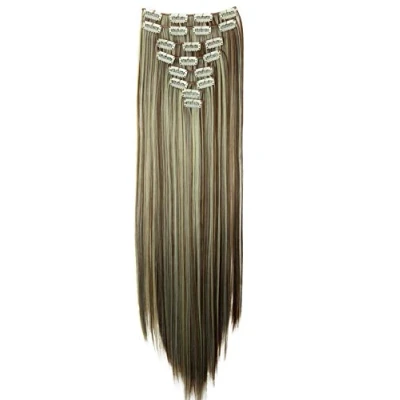 Afbeelding van CAISHA by PRETTYSHOP XXL 60cm 8 delige set Clip In Extensions Hair Recht haarstuk Mix Blond Bruin CES15