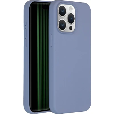 Afbeelding van Accezz Hoesje Geschikt voor iPhone 15 Pro Max Siliconen Liquid Silicone Backcover grijs