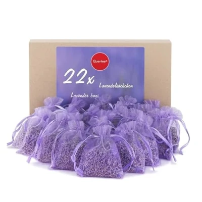 Afbeelding van Quertee 22 zakjes pure lavendel bescherming tegen motten in kasten met lavendelgeur om te slapen en ontspannen
