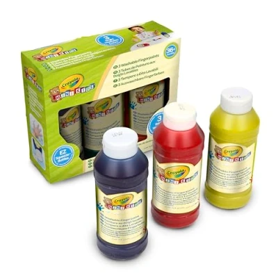 Afbeelding van CRAYOLA Mini Kids, 3 wasbare vingertempels, flessen van 236 ml, primaire kleuren: blauw, geel, rood, leeftijd 36 maanden +, 81 1539