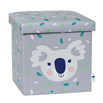 Afbeelding van LOVE !T STORE Zitzak met opbergruimte voor de kinderkamer kubuszitje opbergdoos kinderen 35 x cm koala lichtgrijs/groen 677062