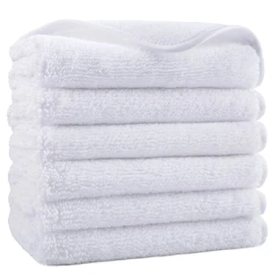 Afbeelding van POLYTE Set van 6 pluisvrije microvezel handdoeken, 33 x cm, wit