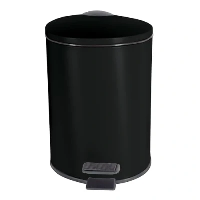 Afbeelding van Spirella Pedaalemmer Cannes zwart 5 liter metaal L20 x H27 cm soft close toilet/badkamer