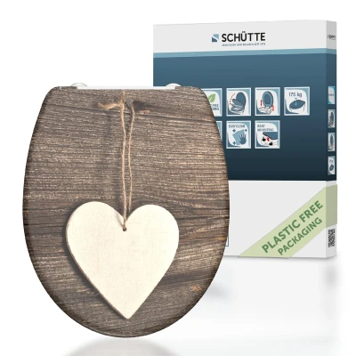 Afbeelding van Toiletbril met soft close WOOD HEART duroplast print