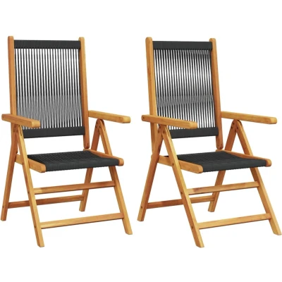 Afbeelding van Tuinstoelen 2 st massief acaciahout en polypropeen zwart