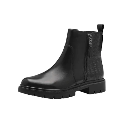 Afbeelding van Tamaris comfortabele dameslaars Flat 8 85304 43 modieuze dameslaarzen, zwart.