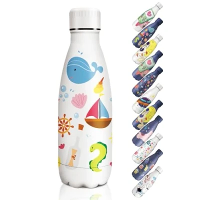 Afbeelding van HoneyHolly 18/8 roestvrijstalen thermosfles, 350 ml, BPA vrij, waterfles, vacuüm geïsoleerd, druppelvrij, thermosfles voor kinderen, school