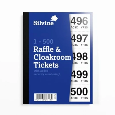 Afbeelding van Silvine Loterij tickets genummerd van 1 tot 500 met veiligheidsnummering Ref. CRT500