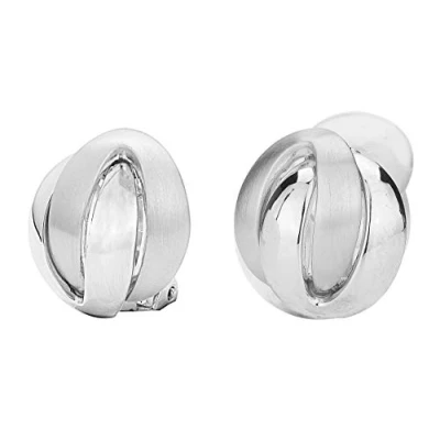 Afbeelding van Traveller Clip Oorbellen Oorclips Dames Zilverkleurig Mat &amp; Glanzend ø 15 mm Geplatineerd 157160