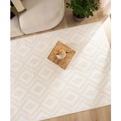 Afbeelding van Scandinavisch Vloerkleed Contour Diamond Crème 80x150 Cm